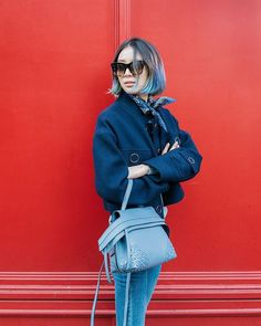 Winter Beauty, Looks Street Style, Girl Tips, Blue Scarf, Bag Cute