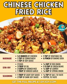 Rice Recipe Ideas, Loaded Fried, Easy Chinese Chicken, Chinese Fried Rice Recipe, Best Fried Rice Recipe, Chicken Fried Rice Recipe Easy, Rice And Meat, Rice Dishes Recipes, Chinese Fried Rice