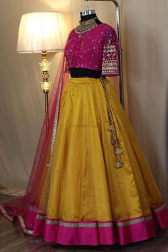 South Asian Wedding Dress, Hot Pink Lehenga, Yellow Skirt Outfits, Sister Of The Bride, Anarkali Lehenga, Yellow Lehenga, Organza Lehenga, Asian Wedding Dress, Lehenga Designs Simple