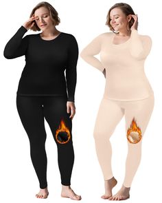 PRICES MAY VARY. Comprehensive Package Set: our package includes 2 sets of plus size women's thermal underwear sets to ensure you have what you need to combat the cold; Each set consists of two long sleeved tops and two full length pants Quality Material Construction: adorn yourself with our winter sets for women made with 95% soft polyester and 5% spandex fabric; It's designed to offer you comfort and softness in every wear; The material is breathable and lightweight, granting you warmth and ea Comfortable Fleece Sleepwear For Winter, Stretch Cotton Winter Sleepwear, Moisture-wicking Compression Tights For Loungewear, Plus Size Fleece Leggings, Winter Lounge Wear, Thermal Clothes, Winter Sleepwear For Relaxation, Super Soft, Winter Sets, Womens Thermal