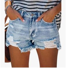 Waist: 34.6” Hip: 44.9” Inseam: 3.9” Leg Opening: 13.1” Nwt Material: 85%Cotton, 10%Polyester, 5%Elastane. Soft, Stretchy And Lightweight Denim Shorts W Raw Hem. Distressed Mid-rise Denim Blue Shorts, Casual Mid-rise Distressed Jean Shorts, Relaxed Fit Ripped Denim Blue Shorts, Casual Distressed Denim Blue Jean Shorts, Distressed Denim Blue Jean Shorts, Casual Distressed Dark Wash Shorts, Casual Ripped Medium Wash Shorts, Casual Medium Wash Ripped Shorts, Casual Distressed Denim Blue Shorts