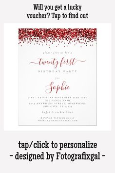 a red and white wedding card with the words, will you get a lucky voucherr? tap to find out