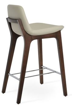 a white and brown bar stool on a white background