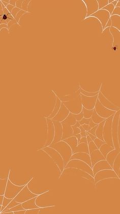 an orange background with spider webs on it