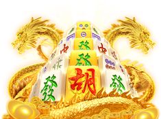 a golden dragon statue sitting on top of a pile of gold coins with chinese writing