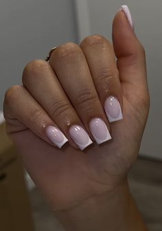 Nail Fill In Acrylic Ideas, Short Classy Nails, Blush Pink Nails, Licensed Cosmetologist, Overlay Nails, Acrylic Overlay, Milky Nails, Acrylic Toe Nails, Basic Nails