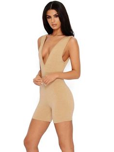 Deep V Neck Wrap Sport Romper - rrdeye Stretch V-neck Bodysuit For Workout, High Stretch Solid Color V-neck Jumpsuits And Rompers, V-neck Stretch Bodysuit For Workout, Summer V-neck Workout Bodysuit, Summer Workout V-neck Bodysuit, High Stretch Solid V-neck Jumpsuits And Rompers, High Stretch Solid Color V-neck Jumpsuit, Casual V-neck High Stretch Jumpsuits And Rompers, Casual High Stretch V-neck Jumpsuits And Rompers