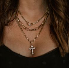 14” chain cross crystal necklace with 3” extender Dainty Adjustable Cross Jewelry, Cross Pendant Charm Necklace, Tarnish Resistant Spiritual Cross Jewelry, Elegant Cross Chain Necklace With Adjustable Chain, Elegant Crucifix Necklaces With Adjustable Chain, Elegant Crucifix Necklace With Adjustable Chain, Elegant Cross Charm Necklace With Adjustable Chain, Clavicle Chain Necklace With Cross Pendant, Dainty Crucifix Clavicle Chain Necklaces