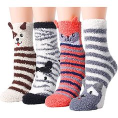 FUZZY SOCKSEnjoy our delightfully warm and cozy socks, featuring whimsical designs such as dog, bear and other animals.SIZE & PACKAGEOne size fits most. Our women's fluffy socks fit women shoe size 5-10, the elastic bands at the ankle do not compress your leg, easy to slip on as well as off. 4 pairs sleeping socks in each plastic bag.QUALITY MATERIALThese comfy socks are made of plush coral fleece, providing ultimate comfort and warmth.FUNCTIONAL SLIPPER SOCKSOur soft socks are perfect fo... Cozy Floor Bed, Sleep Socks, Pet Poems, Sleeping Socks, Dog Bear, Bear Socks, Animal Socks, Fleece Socks, Soft Socks