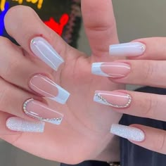 Nagellack Trends, Graduation Nails, White Acrylic Nails, Basic Nails, Acrylic Nails Coffin Short, Pink Acrylic Nails, Bridal Nails, Uñas Acrilicas, Fancy Nails