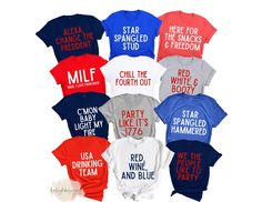 Funny 4th of July Crew, Matching Family shirts, July 4th Family Tshirts,Kids fourth of July Shirts,FOURTH July shirt,Patriotic 4th of July Shirt Matching family shirts : they are priced & listed individually (not as a set) so you can get exactly what you need for your family. Over 45 different designs to choose from or you can create your own by adding the text in the personalization box. 📋 HOW TO ORDER: 1. Select the size 2. Select the color 3. Select the quantity 4. Add personalization if required 5.Add to Cart ("buy now" will take you directly to checkout and "add to cart" will allow you to continue shopping with us) 6. Submit order (Shipping will automatically be combined for you) Always FREE SHIPPING on orders of $35 or more We use Bella, LAT, Rabbit Skins, and Gildan brands 📦 S H I Kids Fourth Of July, Matching Family Shirts, Family Shirts Matching, 4th Of July Shirt, Star Party, Blue Party, July 25