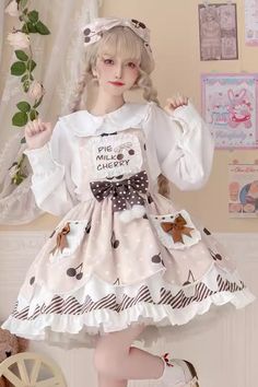 Fabric: Cotton Color: Multi-Color Waist: High Waisted Feature: Print, Ruffle, Bowknot, Stitching Style: Sweet Include: Dress*1 (Blouse is not included.) JSK Size Chat JSK Size (IN) JSK Bust JSK Waist JSK Length S - 25.98 32.68 M - 27.56 33.07 L - 29.13 33.46 XL - 30.71 33.86 JSK Size (CM) JSK Bust JSK Waist JSK Length S - 66 83 M - 70 84 L - 74 85 XL - 78 86 Blouse Size Chat Blouse Size (IN) Blouse Bust Blouse Waist Blouse Length S 35.43 33.46 22.05 M 37.01 35.04 22.83 L 38.58 36.61 23.62 XL 40.16 38.19 24.41 Blouse Size (CM) Blouse Bust Blouse Waist Blouse Length S 90 85 56 M 94 89 58 L 98 93 60 XL 102 97 62 Sweet White Dress With Ruffles, Sweet White Ruffled Dress, White Sweet Doll Collar Dress, White Sweet Dress With Doll Collar, Long Sleeve Polka Dot Dress With Patchwork, Sweet White Dress With Doll Collar, Sweet White Dress With Bow, White Doll Collar Dress With Ruffle Hem, White Dress With Ruffle Hem And Doll Collar