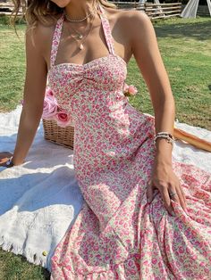 Floral Print A line Dress with Shirred Ruched Bust - Multicolor / L Girly Dresses, Womens Floral Dress, Floral Print Dress, Outfit Inspirationen, Pretty Dresses, Pretty Outfits, Fashion Inspo Outfits, Cute Dresses, A Line Dress