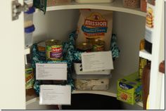 the pantry is stocked with all kinds of food