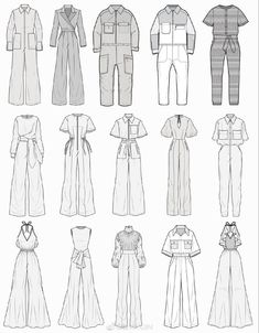 an image of different types of jumpsuits