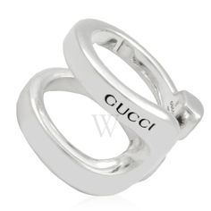 Gucci Ladies Rings. SKU: YBC759707001. Color: Silver. Gucci Sterling Silver Stirrup Wrapped Horsebit Ring. This bold ring showcases a wrapped Horsebit design crafted from 925 sterling silver, embellished with Gucci engraving, and made in Italy. Ladies Rings, Bold Rings, Stirrups, Design Crafts, Types Of Metal, Women Rings, In Italy, 925 Sterling Silver, Women Jewelry