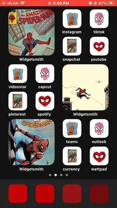 the spiderman theme is displayed on an iphone screen, and it appears to be in color