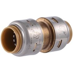 an image of two different types of brass and silver fittings on a white background