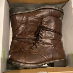 Never Worn, Still In Box, Womens Authentic American Heritage Dark Brown Combat Boots, Size 7 Womens Boots Brown, Shoes Combat Boots, Above Knee Boots, Brown Combat Boots, Brown Boots Women, Army Boots, Womens Combat Boots, Faux Leather Boots, Boots Brown