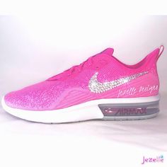 ❤︎ The Women's Nike Air Max Sequent 4 Casual Shoes redefine the iconic retro Air Max. Featuring resilient cushioning and lightweight comfort, these sneakers offer a comfy feel and stylish look for your active lifestyle. DETAILS: ★ STYLE: NIKE AIR MAX SEQUENT 4 for women★ Color: Laser Fuchsia/Metallic Silver/White ★ Brand New In Box★ Genuine Swarovski Ultra-Premium Crystals 💎 CUSTOM SWAROVSKI STYLING: This Nike can be customized with the following options: 2 Outer Nike Swoosh Logos 4 Swoosh Logo Crystal Styling, Pink Nike Air Max, Pink Nike Air, Nike Air Max Pink, Nike Swoosh Logo, Pay Attention To Me, We Get Married, Pink Nike, Nike Air Max For Women