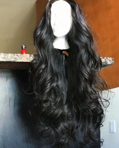 Long Wavy Wigs For Black Women, Long Black Wigs, Black Long Wig, Black Wavy Wig, Black Wigs, Barbie Hair, Beautiful Curly Hair, Hairdos For Curly Hair