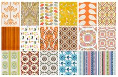 a collage of different patterns and colors