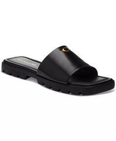 COACH - Women's Florence "C" Lug-Sole Slip-On Slide Flat Sandals Beautiful Sandals, Lug Sole, Flat Sandals, Florence, Buy Online, Slip On, Sandals, Quick Saves