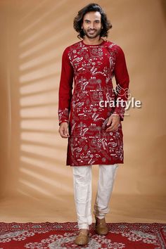 Presenting an exclusive Men's Kurta with hand embroidered kantha work. The unique multi-thread kantha embroidery design is entirely handcrafted on pure cotton panjabi by our skilled artisans. This beautiful Indian attire is suitable for any occasions and it will give you elegant ethnic look with ultimate comfort.  Chest Size : 38 inch Sleeve Length : Long Sleeves Design : Kantha Stitch Fabric : 100% Cotton Dry Clean recommended. -------------------------------- We regularly upload new premium products for you. So, kindly visit our shop: https://www.etsy.com/shop/CraftyleIndia Please click the Follow Shop ❤ button at the top of the shop and share to get latest updates. Click on the Heart Sign ❤ to add item to your favorites. Long Sleeve Sherwani For Puja With Traditional Patterns, Long Sleeve Kurta With Traditional Patterns For Navratri, Transitional Season Straight Kurta With Traditional Patterns, Transitional Season Traditional Pattern Straight Kurta, Ceremonial Kurta With Traditional Patterns And Long Sleeves, Traditional Straight Kurta With Traditional Patterns, Traditional Straight Kurta With Patterns, Transitional Traditional Kurta With Patterns, Long Sleeve Sherwani With Traditional Patterns For Navratri