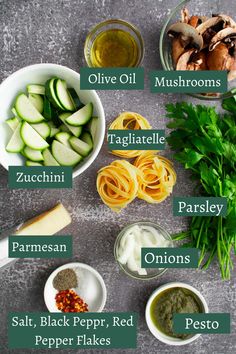 the ingredients for this recipe include parsley, parsley, garlic, and pepper flakes