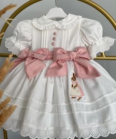 Girls Easter Dress, Bunny Embroidered Handmade Baby Girl Easter Outfit Dress Pink Baby Girl Kids Easter Outfit Vintage Style Kids Birthday - Etsy Kids Easter Outfits, Luxury Baby Clothes, Easter Outfit For Girls, Girls Easter Dresses, Kids Dress Wear, Baby Dress Design, Outfit Vintage