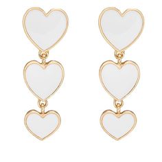 Material: Zinc Alloy, EnamelSize: 4.8cm by 1.6cmWeight: 8.2g per pairDesign: Enamel Long Heart Drop Dangle Clip-On Statement Earrings Color: White, Black, Green, Pink, Red, Gray, Yellow Gold White Clip-on Drop Earrings, Trendy White Drop Clip-on Earrings, Elegant Enamel Clip-on Earrings For Evening, Pink Clip-on Drop Earrings, Elegant Enamel Drop Clip-on Earrings, Travel Inspired Jewelry, Travel Jewelry Box, Gold Clips, Kids Earrings