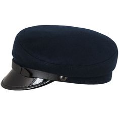 Traditional Maciejówka, chauffeur hat with lacquered bill 5.5cm len. Cap is made with warm woolen cloth. It is lined with viscose lining, has a leather sweatband, a decorative belt with buckle over visor and two dark oxidized finish buttons. Pattern with many names in many places of the World (althought with small visual differences). In Poland it is called Maciejówka, in Greece similar caps are called fisherman caps, in West Europe it would be called Breton cap, in Anglo-Saxon countries - fiddl Classic Navy Flat Cap, Navy Curved Brim Formal Hat, Navy Formal Hat With Curved Brim, Classic Navy Flat Bill Hat, Navy Classic Hat With Short Brim, Classic Navy Hat With Short Brim, Chauffeur Hat, Breton Cap, Train Conductor