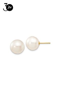 10k yellow gold 11-12mm white button freshwater cultured pearl stud earrings with push backing. Pearl Stud Earrings, Pearl Studs, 10k Gold, Fresh Water, Yellow Gold, Stud Earrings, Yellow, Gold, White