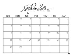 a calendar with the word september written in cursive writing on it and an image of