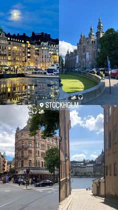 three different views of the city and its surroundings