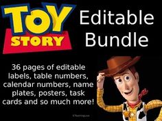 the toy story printable bundle includes numbers, calendars, posters, task cards and much more