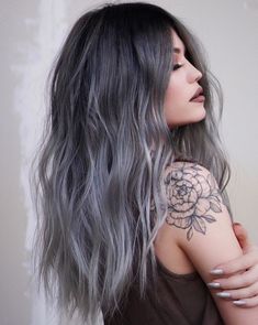 Dye Black Hair, Platinum Silver Hair Color, Silver Ash Hair, Dark Silver Hair, Silver Hair Shampoo, Silver Blue Hair, Black And Silver Hair, Silver Ombre Hair, Ashy Hair