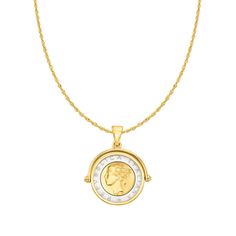 Ross-Simons - Genuine Lira Coin Necklace in 18kt Gold Over Sterling from Italy. Our lira coin pendant necklace from Italy is the perfect way to pay homage to Italian culture. Crafted of 18kt yellow gold over sterling silver, the frame, single bale and adjustable Singapore chain complement the genuine coin's natural gleam. Our stylish necklace features a versatile design - it flips, so you can show off either side of the coin! Adjusts up to 24". Lobster clasp, genuine lira coin necklace with 18kt Italy Jewelry, Coin Pendant Necklace, Italian Culture, Stylish Necklace, Coin Jewelry, Coin Necklace, Coin Pendant, Lobster Clasp, Singapore