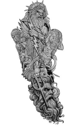 Zeus Tattoo, Spartan Tattoo, Aztec Tattoo Designs, Greek Mythology Tattoos, Aztec Tattoo, Mythology Tattoos, Arm Tattoos For Guys, Greek Mythology, Arm Tattoo