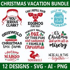 12 christmas vacation bundle svg files for cricut, silhouette and other cutting machines