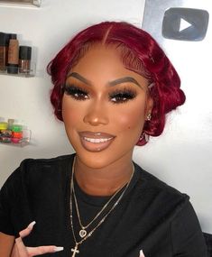 Red Makeup Looks Black Women, Makeup Looks Black Women, Red Makeup Looks, Face Beat Makeup, Makeup Favorites, Natural Glam Makeup, Beauty Tutorial, Colored Weave, Makeup Sets