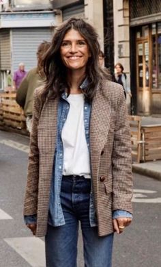 Women’s Business Outfits Winter, Brown Blazer Outfit, Plaid Blazer Outfit, Looks Jeans, Looks Pinterest, Blazer Outfit, Ralph Lauren Outfits