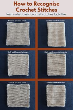 how to rectangle crochet stitches on a blue surface with instructions for them