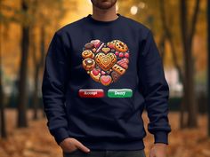 Heart of Cookies Unisex Heavy Blend™ Crewneck Sweatshirt - Sweet Style with a Playful Twist,CookieHeartArt tshirt, valentines day gift,food by Creative2022Store on Etsy Casual Sweatshirt With Heart-shaped Graphic Print, Cotton Crew Neck Hoodie For Valentine's Day, Trendy Heart-shaped Valentine's Day Sweater, Valentine's Day Cotton Sweatshirt With Heart Graphic, Heart-shaped Graphic Print T-shirt For Valentine's Day, Homemade Treats, Sweet Style, Food Gifts