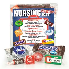 a bag of candy with the words nursing kit on it