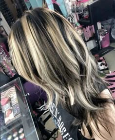 Hair Y2k, Chunky Blonde Highlights, Chunky Highlights, Blonde Streaks, Black Hair With Highlights