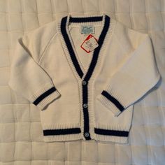 I Bought This Adorable Toddler Varsity Sweater In The Early 90s For My Future Baby Boy. That Baby Is Now 12 And The Season / Size Was Wrong For Him To Wear This. I Hate To Let It Go But It’s (Past) Time. Hoping Another Preppy Toddler Can Enjoy It. (Or At Least His Mom For Pictures) Sz 3t New With Tags No Pets No Smoke White Winter Cardigan For School, White Winter Sweater For School, White Long Sleeve Sweater For School, White Cotton School Sweater, Fitted White Outerwear For School, White Long Sleeve Cardigan For Playtime, Retro White Tops For Playtime, Vintage White Top For School, Casual Cotton Cardigan For Playtime