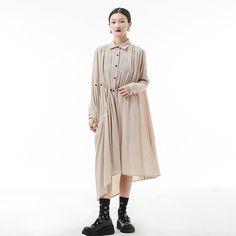 Features: Style: Leisure Occasion: Daily Material: Polyester Sleeves: Long Sleeves Neckline: Turnover Collar Pattern: Solid Type: Casual Long Shirts Dresses Season: Summer/Fall/Spring Size Chart: Size Waist Hips Length cm inch cm inch cm inch One Size 122 48 128 50 102-114 40-45 Boho Dress Plus Size, Cozy Dress, Shirt Dress Casual, Collar Pattern, Long Shirt Dress, Casual Design, Long Shirt, Plus Size Dress, Summer Fall