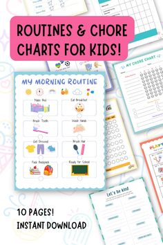 the printable routine and chore chart for kids