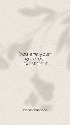 the quote you are your greatest investment on white background with shadow from leaves in foreground